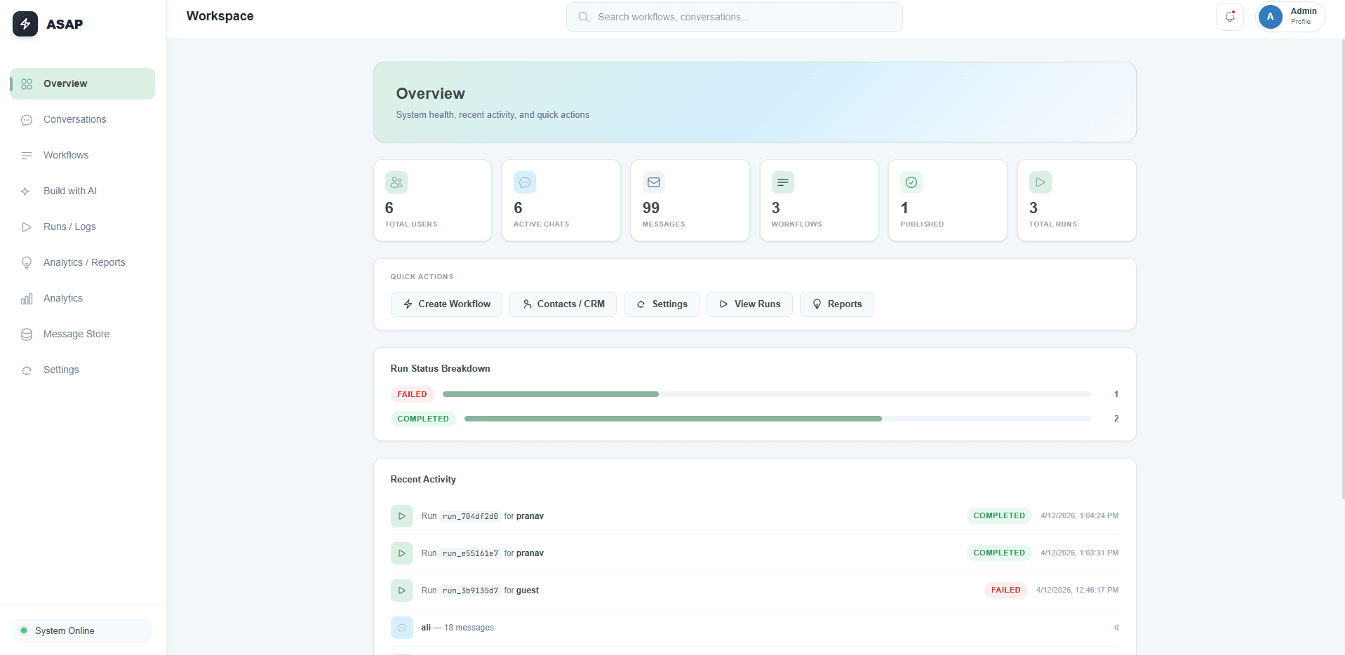 ASAP11 - Chat & Workflow Platform