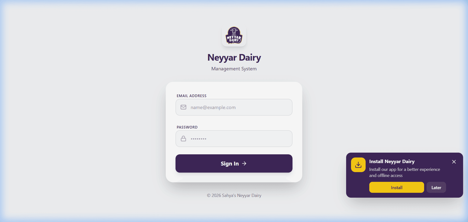 Neyyar Dairy Management System