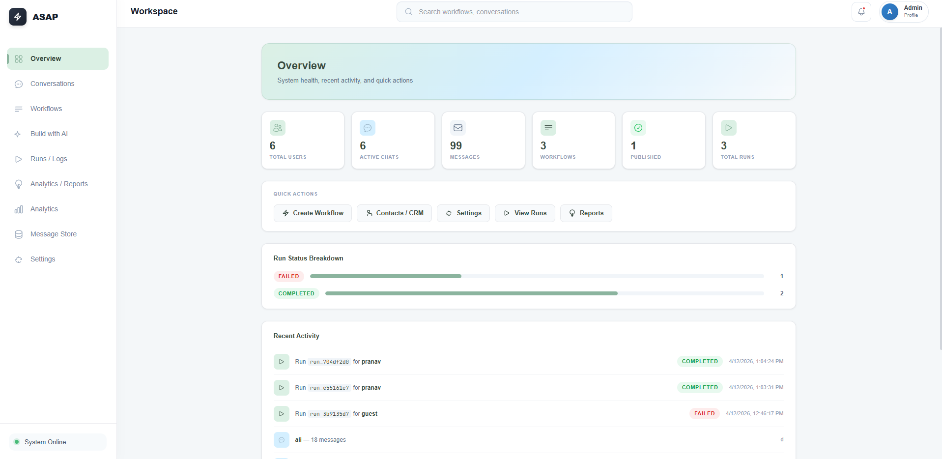 ASAP11 Admin Dashboard